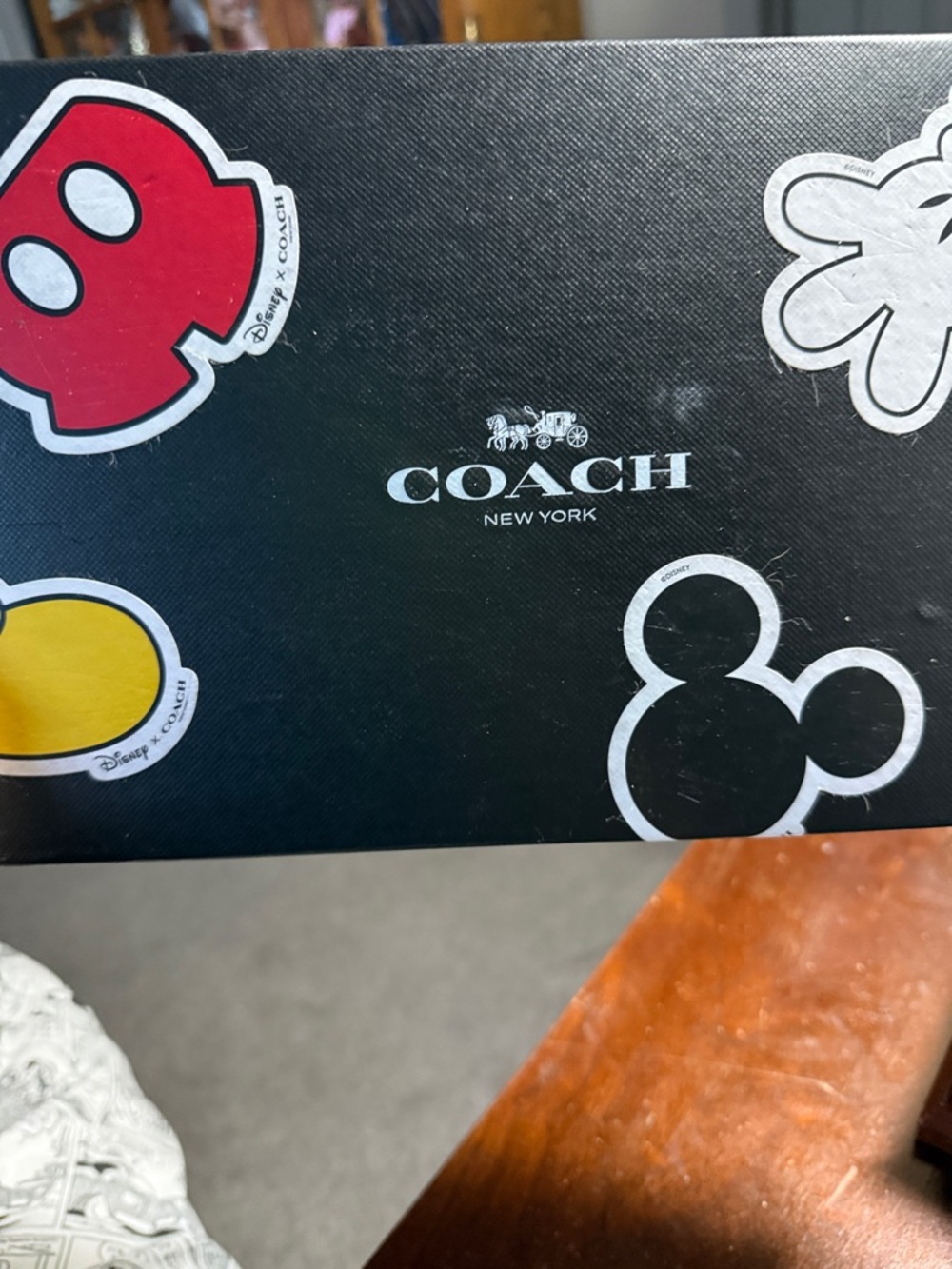 Coach Black exquisite Gift Box with Disney Mickey Stickers..SQUEAL!